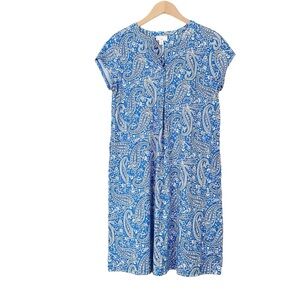 J. Jill Blue Paisley Printed A-Line Dress Size Small